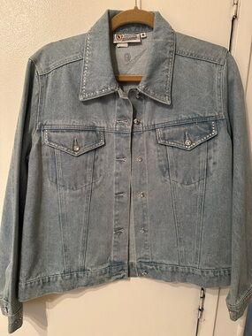 Christine Alexander Light Blue Denim Jacket with Silver Logo Patch